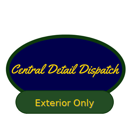 Exterior-Only Car Detailing in San Antonio | Central Detail Dispatch - Central Detail Dispatch logo with a dark-green subtitle oval showing “Exterior Only” in gold over a navy badge; used for exterior-only mobile car detailing in San Antonio.
